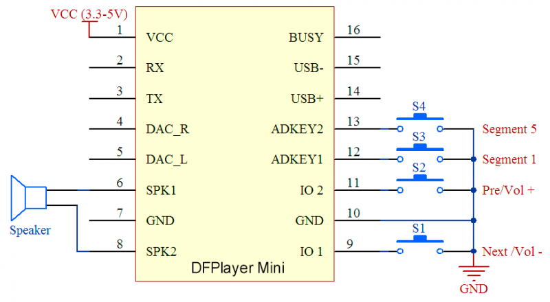 Упрощенная схема DFPlayer Mini